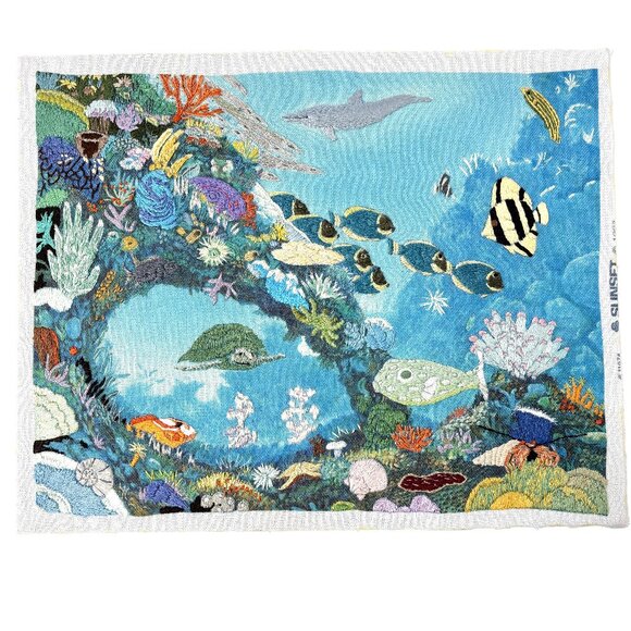 Vintage Sunset Crewel Embroidery Completed Beauty And The Reef #11074 - Picture 13 of 13